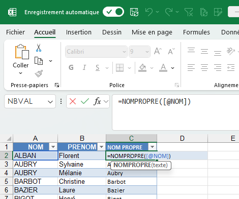 #1  Astuce du mois :  la fonction NOMPROPRE sur Excel 